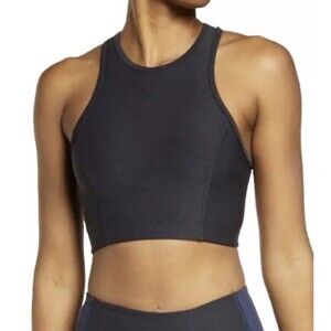 Outdoor Voices Athena Crop Top Tank High Neckline Charcoal Size Small
